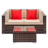 Outdoor Sectional Rattan Outdoor Sofa Set (7 Piece) PE Wicker for Patio Backyard Garden