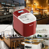 Portable Ice Maker Machine Countertop Residential w/ LCD Display & Ice Scoop Red