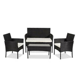 Rattan Outdoor Furniture Set (4 Piece) with Cushioned Seating Wicker Outdoor Furniture Set