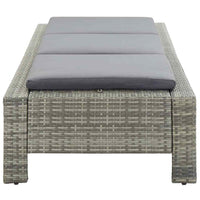 Rattan Grey Sun Bed with Grey Cushion Lounge Chair Sofa for Outdoor