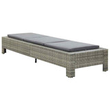 Rattan Grey Sun Bed with Grey Cushion Lounge Chair Sofa for Outdoor