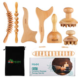 MHM 8-in-1 Complete Wood Therapy Massage Tool Set for Body Shaping - Wood Massage Tool Therapy Maderoterapia Kit