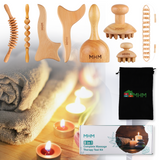 MHM 8-in-1 Complete Wood Therapy Massage Tool Set for Body Shaping - Wood Massage Tool Therapy Maderoterapia Kit