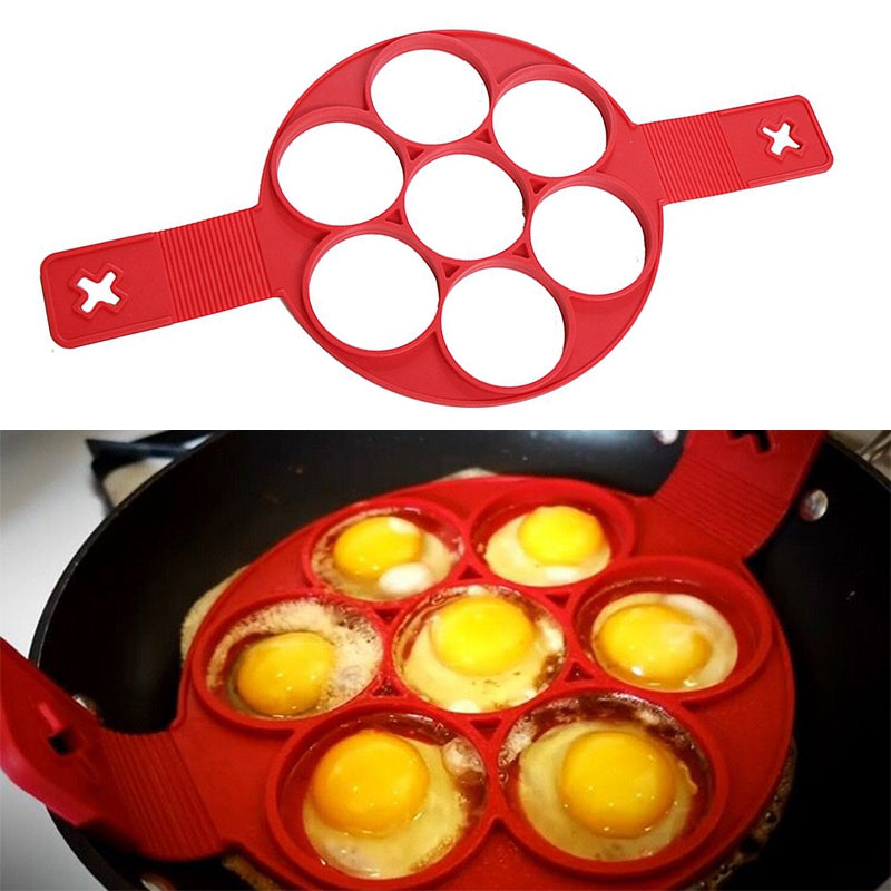 7 Holes Silicone Pancake Maker Nonstick Mold Egg Ring Maker Kitchen  Accessories