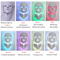 7 Colors Light LED Facial Mask With Neck Skin Rejuvenation Face Care Treatment Anti Acne Therapy Whitening Skin Tightening - ModernKitchenMaker.com