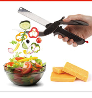 2 In 1 Stainless Steel Multi-Function Kitchen Scissors Knife + Board - ModernKitchenMaker.com